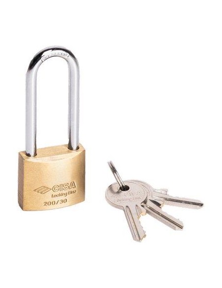 LUCCHETTO ARCO LUNGO LOCKING-LINE POP 20011 CISA OTTONE ARCO CROMATO CHIAVI 3 MM 30