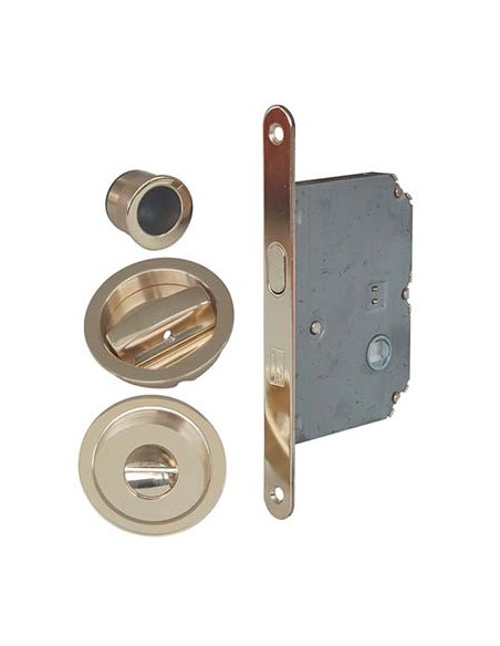 SERRATURA PORTA SCORREVOLE BON BONAITI NICCHIE TONDE E.MM 50 B.TONDO OTTONE LUCIDO