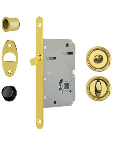 SERRATURA PORTA SCORREVOLE SCIVOLA TRE AGB NICCHIE TONDE E.MM 50 B.TONDO OTTONE LUCIDO