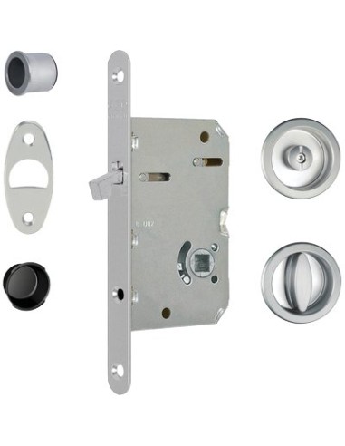 SERRATURA PORTA SCORREVOLE SCIVOLA TRE AGB NICCHIE TONDE E.MM 50 B.TONDO CROMATO OPACO