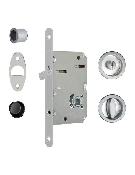 SERRATURA PORTA SCORREVOLE SCIVOLA TRE AGB NICCHIE TONDE E.MM 50 B.TONDO CROMATO OPACO