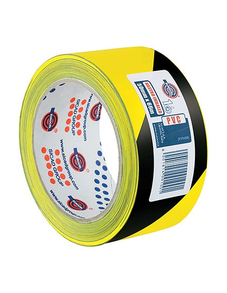 NASTRO SEGNALETICO ADESIVO 350 GN EUROCEL PVC GIALLO/NERO MM 50 ML 66