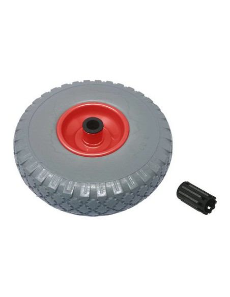 RUOTA PU ANTIFORO X BRAVETTA MOZZO CENTRATO WORKIT 3.00X4" DISCO METALLO MOZZO MM 75 F.MM 20