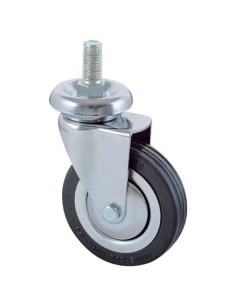 RUOTA A FORCELLA GIREVOLE PERNO FILETTATO 155B AVO A/CROMATO/GOMMA NERA D.MM 60X24 F.MA 10X30