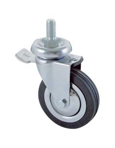 RUOTA A FORCELLA GIREV P.FILETT +FERMO 155BISB AVO A/CROMATO/GOMMA NERA D.MM  60X24 F.MA 10X30