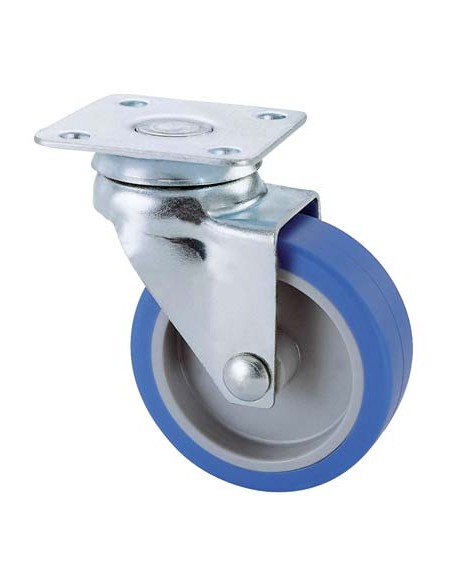 RUOTA A FORCELLA GIREVOLE 221 AVO A/ZINCR/GOMMA BLU P.MM 40X40 D.MM 40X18