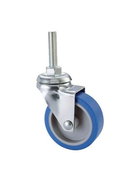 RUOTA A FORCELLA GIREVOLE PERNO FILETTATO 221B AVO A/ZINCR/GOMMA BLU F.MA 8X30 D.MM 50X18