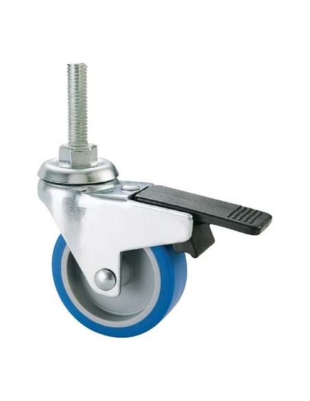 RUOTA A FORCELLA GIREV+FERMO PERNO FIL 221BISB AVO A/ZINCR/GOMMA BLU F.MA 8X30 D.MM 40X18