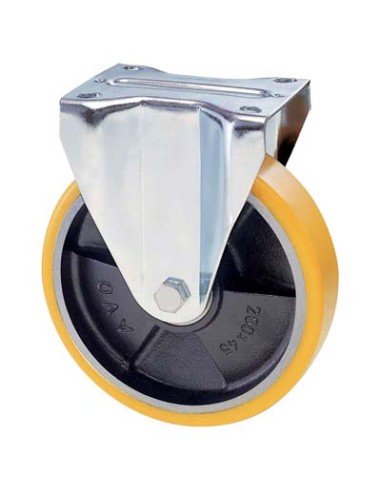 RUOTA A FORCELLA SU PIASTRA 22A AVO A/ZINCR/POL.GIAL D/GHISA D.MM  80X20 P.MM 100X85