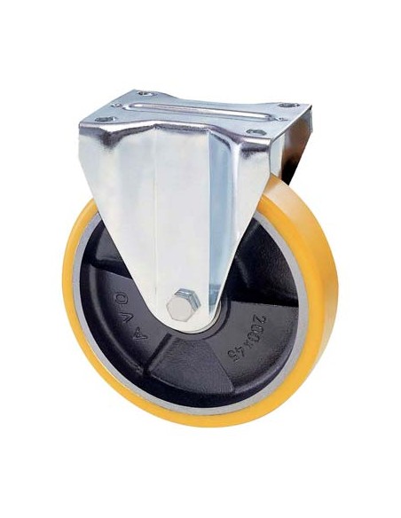 RUOTA A FORCELLA SU PIASTRA 22A AVO A/ZINCR/POL.GIAL D/GHISA D.MM  80X20 P.MM 100X85