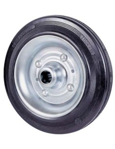 RUOTA GOMMA NERA 112 AVO DISCO ACCIAIO + CUSCINETTI A RULLI D.MM 200X50