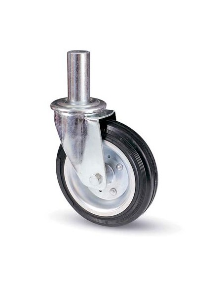 RUOTA A FORCELLA TUBI INNOCENTI 80BI AVO A/ZINCR/GOMMA NERA MM 200X50 PERNO GIR MM 40X190