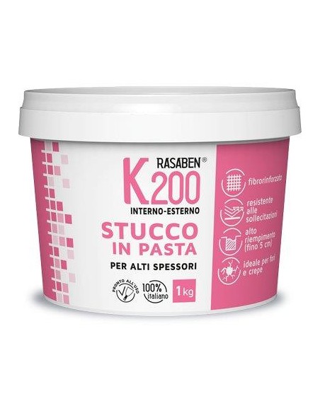 STUCCO PASTA INTERNO ESTERNO K200 K2 RASABEN KG 1 ALTI SPESSORI