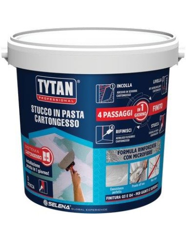 STUCCO PASTA CARTONGESSO TYTAN BIANCO FIBRATO KG 5,0