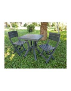 SET DUETTO RESINATAVOLO + 2 SEDIE ANTRACITE