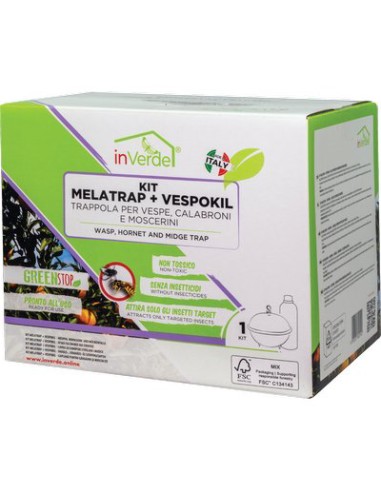 TRAPPOLA VESPE CALABRONI MOSCERINI INVERDE CONTENITORE + ESCA VESPOKIL