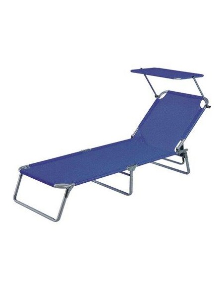 LETTINO SAND CON PARASOLE DOMUS ACCIAIO/POLY BLU CM 58X190 H.CM 27