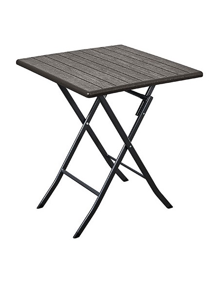 TAVOLO WOOD DOMUS HDPE MARRONE/ACCIAIO CM 62X62 H.CM 74