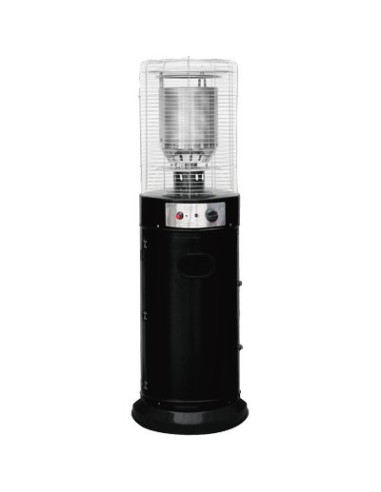 STUFA GAS GPL SHORT ROUND PATIO + RUOTE DOMUS NERO KW 11 H.CM 135