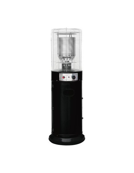 STUFA GAS GPL SHORT ROUND PATIO + RUOTE DOMUS NERO KW 11 H.CM 135