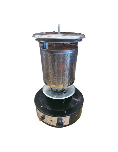 BRUCIATORE STUFA GAS GPL SHORT ROUND PATIO DOMUS NERO KW 11 H.CM 135
