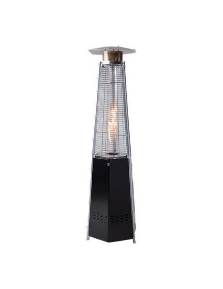 STUFA GAS GPL PIRAMIDE ESAGONALE + RUOTE DOMUS NERO KW 5/12 CM 48X48 H.CM 195