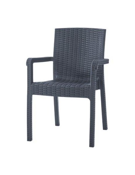 SEDIA RATTAN KRETA + BRACCIOLI DOMUS PP ANTRACITE CM 58X75 H.CM 85