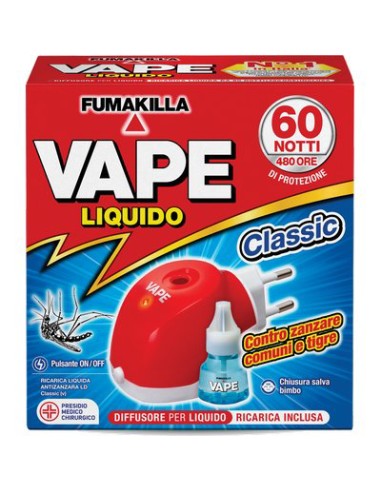 ELETTROEMANATORE LIQUIDO VAPE MAGIC + RICARICA LIQUIDA DURATA NOTTI 60