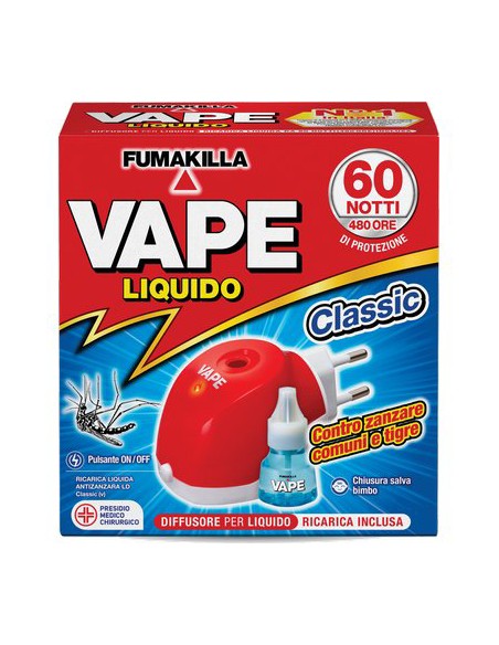 ELETTROEMANATORE LIQUIDO VAPE MAGIC + RICARICA LIQUIDA DURATA NOTTI 60