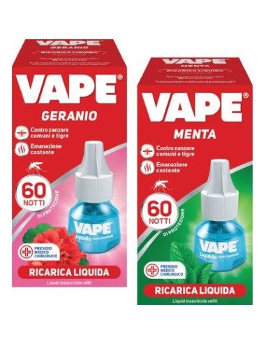 RICARICA LIQUIDA ZANZARE VAPE MAGIC GERANIO + MENTA DURATA NOTTI 60