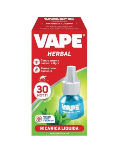 RICARICA LIQUIDA HERBAL ZANZARE VAPE MAGIC DURATA NOTTI 30