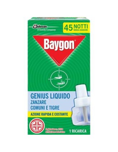 RICARICA LIQUIDA ZANZARE GENIUS BAYGON DURATA NOTTI 45