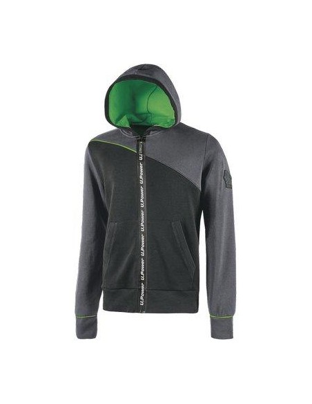 FELPA FULL ZIP + CAPPUCCIO JUPITER U-POWER ASPHALT GREY XXL