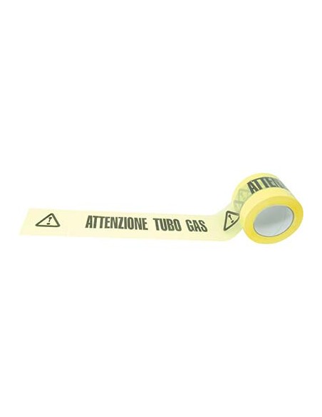 NASTRO SEGNALETICO ATTENZIONE TUBO GAS H.MM 100 ML 200