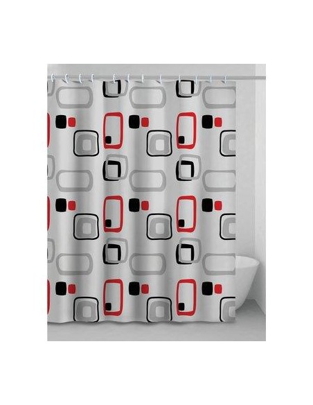 TENDA DOCCIA QUADRI 60 IN VINILE+ ANELLI CM 180X200