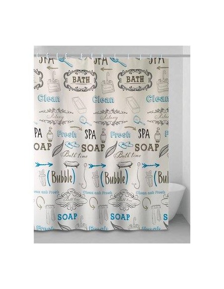 TENDA DOCCIA LETTERS IN VINILE + ANELLI CM 240X200