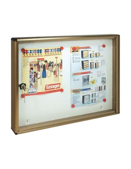 BACHECA PORTA AVVISI ALUBOX ALLUMINIO BRONZATO 2XA4 MM 550X50 H.MM 400