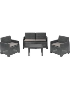 SET RATTAN ISEO PROGARDEN PP ANTRACITE CF.PZ 4 + CUSCINI