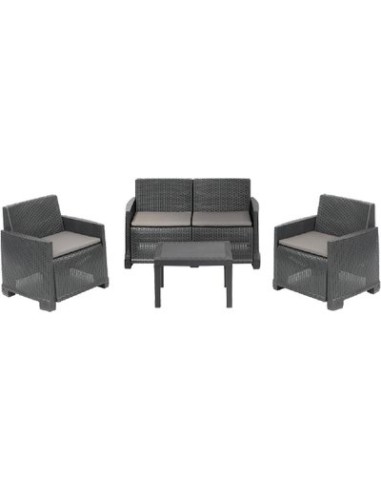 SET RATTAN ISEO PROGARDEN PP ANTRACITE CF.PZ 4 + CUSCINI