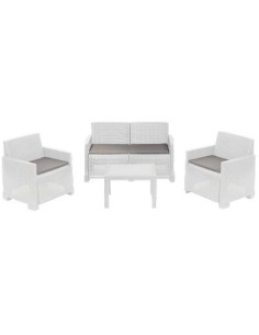 SET RATTAN ISEO PROGARDEN PP BIANCO CF.PZ 4 + CUSCINI