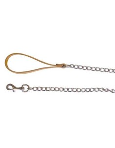 GUINZAGLIO CUOIO NATURALE + CATENACM 100