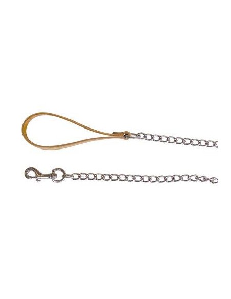 GUINZAGLIO CUOIO NATURALE + CATENACM 100