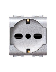 LIFE 4050 TEC PRESA SCHUKO BIPASSO ARGENTO SATIN