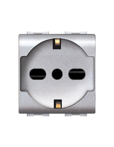 LIFE 4050 TEC PRESA SCHUKO BIPASSO ARGENTO SATIN