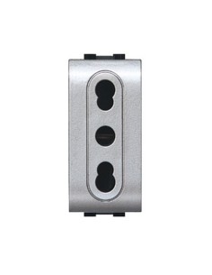 LIFE 4045 TEC PRESA BIPASSO 10/16A ARGENTO SATINAT