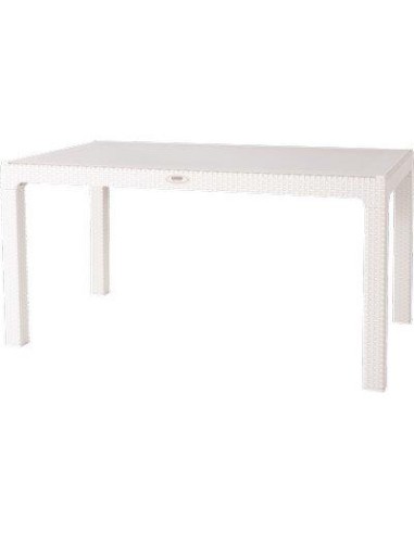 TAVOLO RATTAN KRETA DOMUS PP BIANCO CM 120X70 H.CM 78