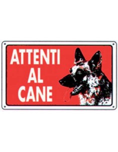 TARGA SEGNALETICA ATTENTI AL CANE PP CM 20X30