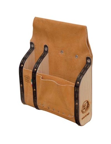 BORSA CARPENTIERE 3 TASCHE + DIVISORI LEGNO LUSSO CROSTA BOVINA CM 20X30X6,5