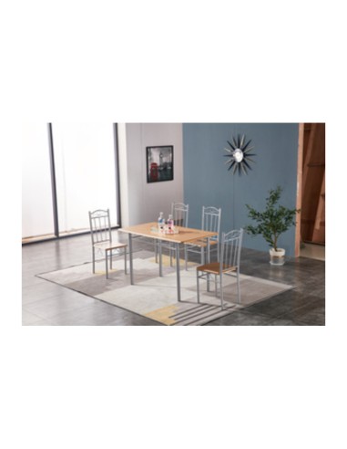 SET TAVOLO C/4 SEDIE 120X70 CM LEGNO CHIARO