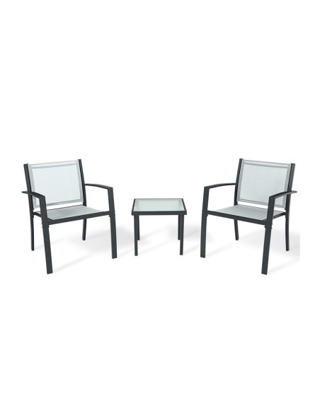 C SALOTTO HAVANA ACCIAIO 3 PZ ANTRACITE/GRIGIO